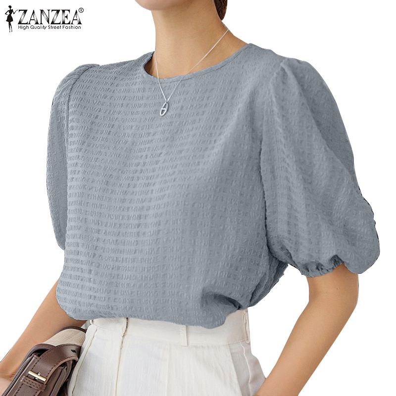 Áo kiểu Zanzea tay lửng màu trơn thời trang dành cho nữ