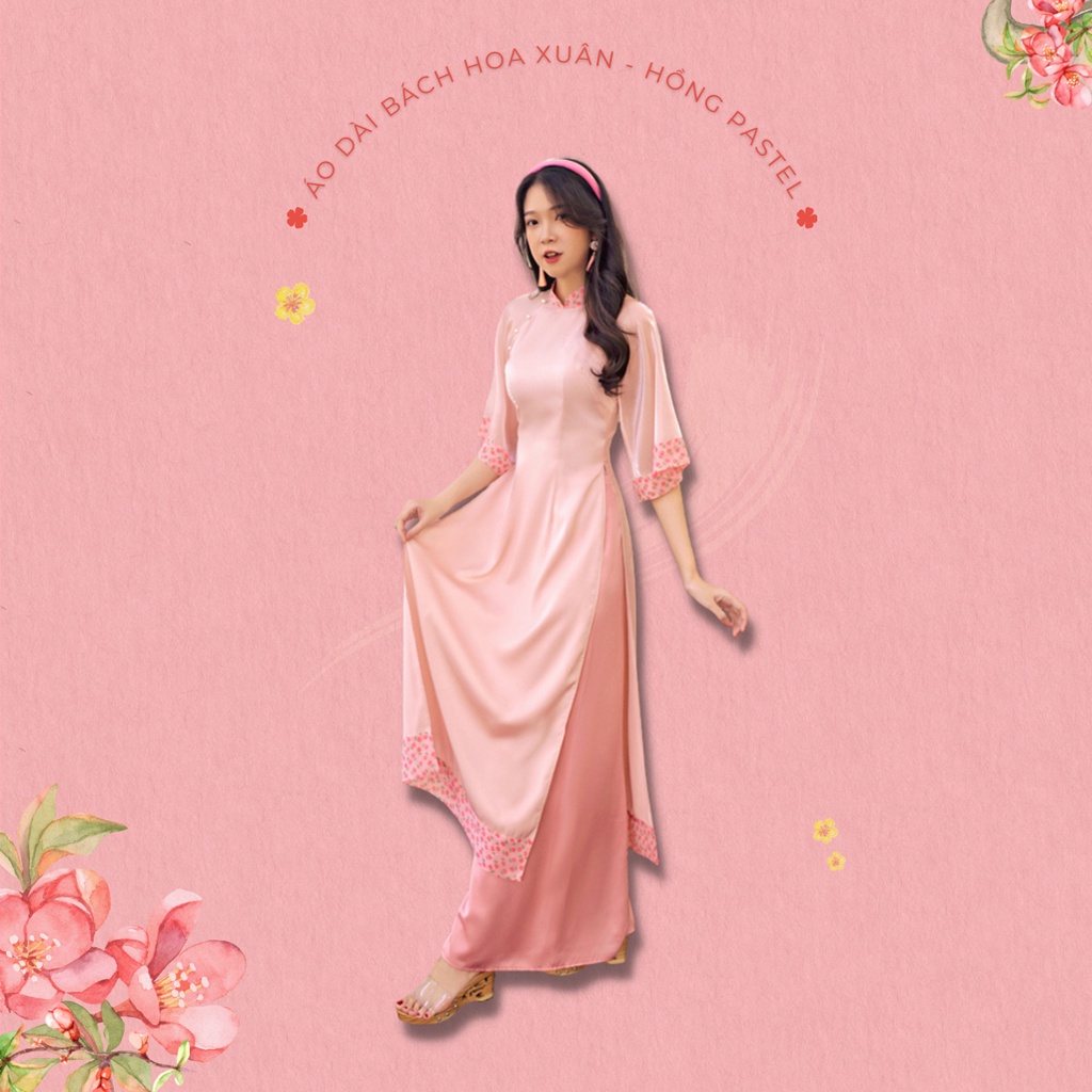 Sumire Store Áo dài Bách Hoa Xuân - Hồng pastel