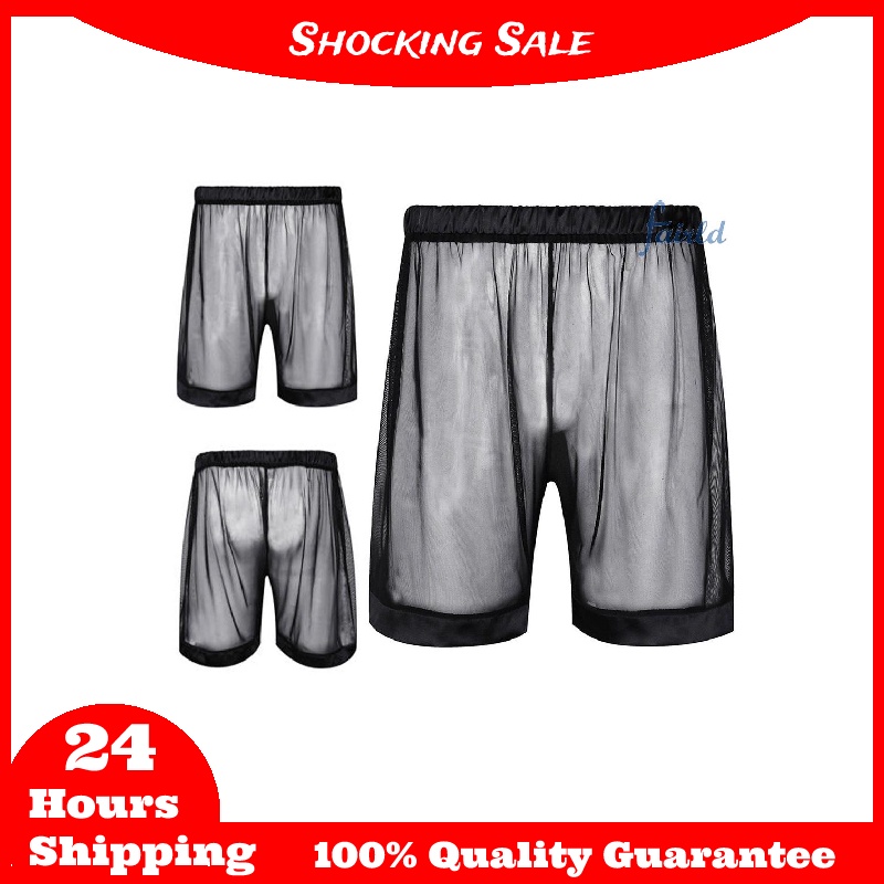 Quần đùi lót boxer vải lưới xuyên thấu form rộng quyến rũ dành cho nam