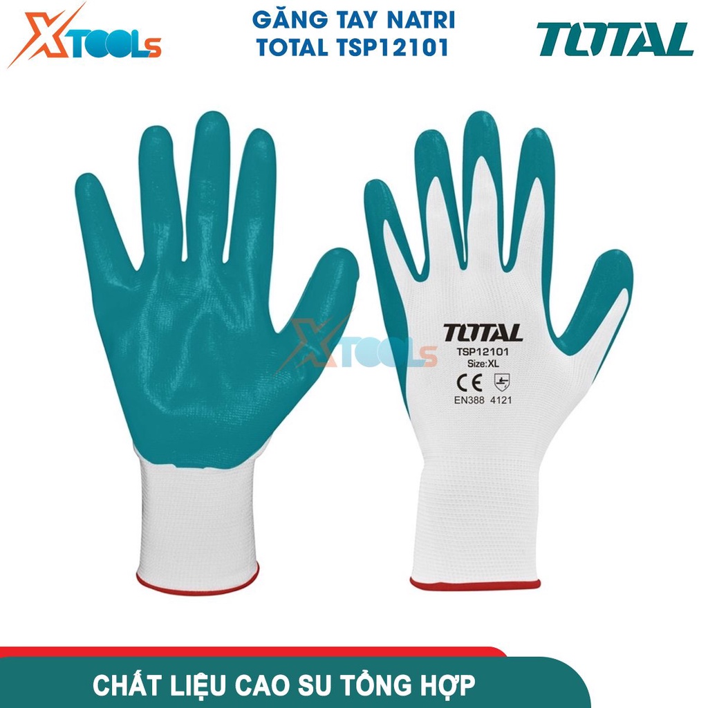 Găng tay chống dầu cao cấp TOTAL size XL bao tay bảo hộ lao động phủ nitrile chống trơn trượt