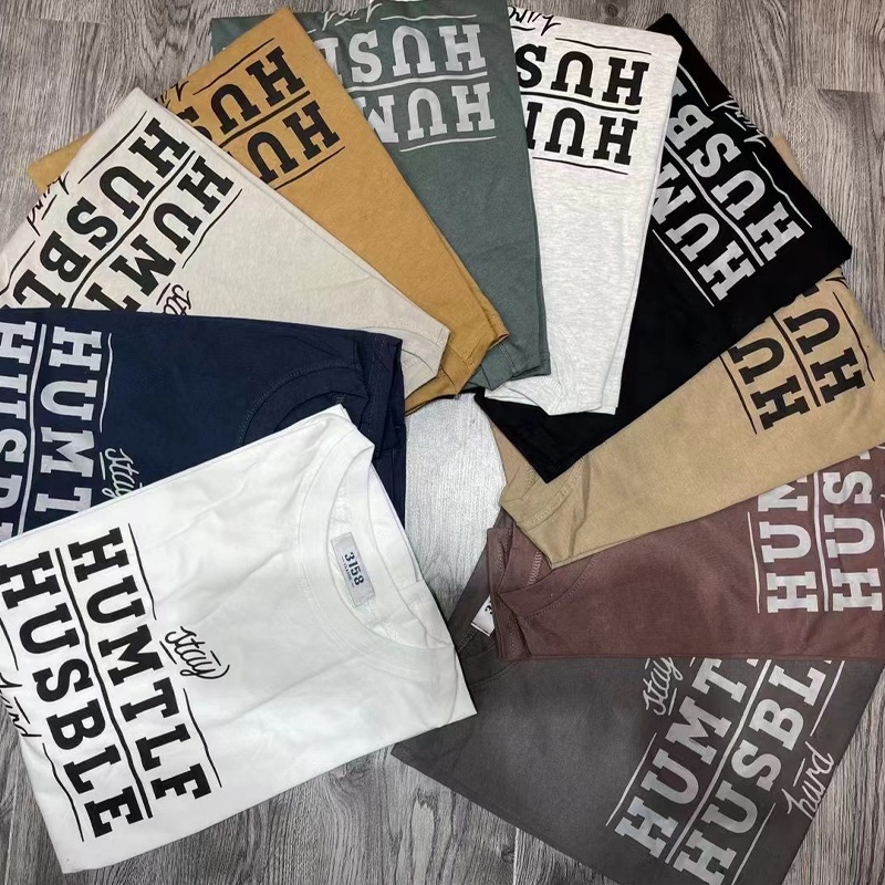 Áo thun 3158 tay lỡ form rộng phông nam nữ in chữ chất cotton khô hàng Quảng Chẩu ANDOSA AT07