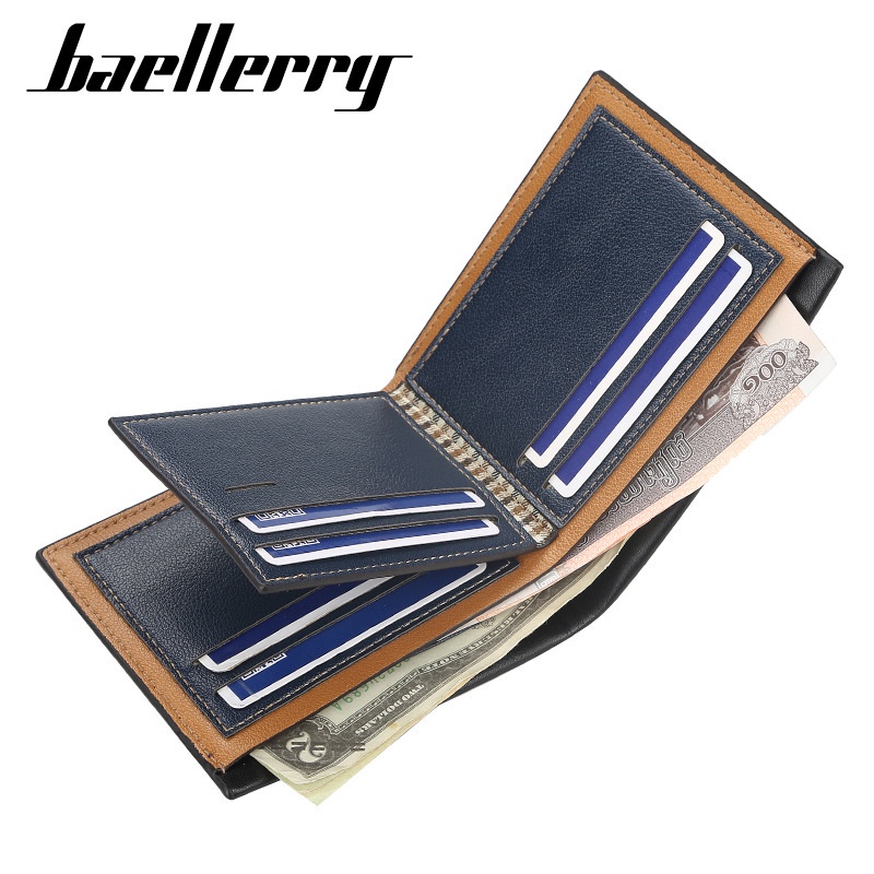 Ví da ba gập ba Baellerry màu trơn kẻ sọc cho nam