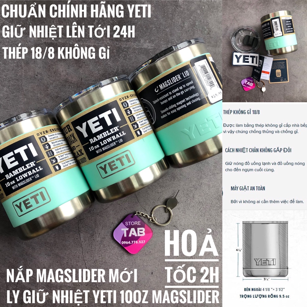 Ly Giữ Nhiệt Yeti Rambler 10oz Lowball Nắp Magslider Mới Nhất 2021 - Chính Hãng Yeti USA