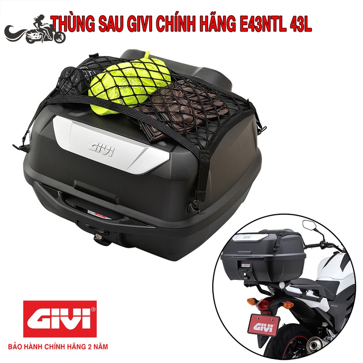Thùng Sau 43 Lít Có Lưới Ràng Đồ Đựng 2 Nón Bảo Hiểm Mã E43NTL-ADV Hàng Chính Hãng GIVI Bảo Hành 2 Năm