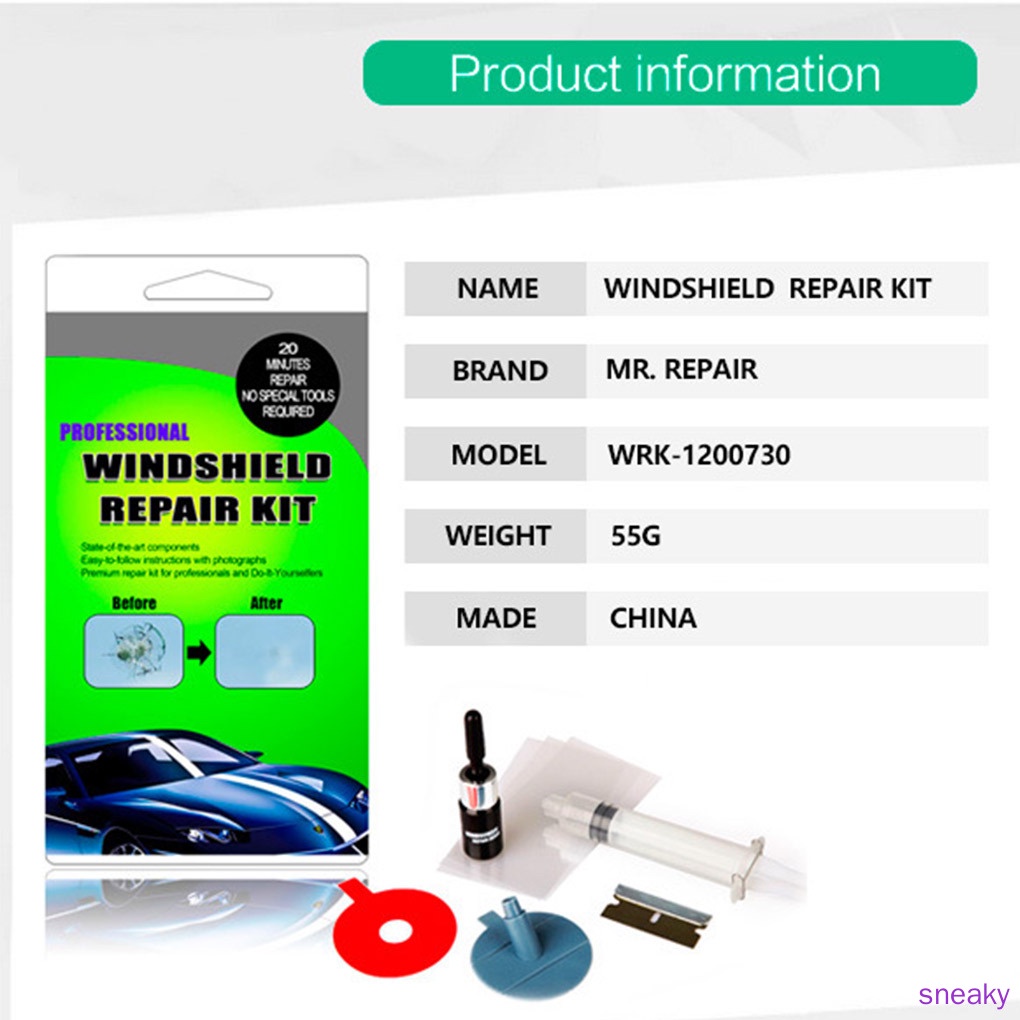 Windshield Repair Tools Kit Car Glass Scratch Fluid Portable Auto Windscreen Crack Chip Removal Tool sneaky