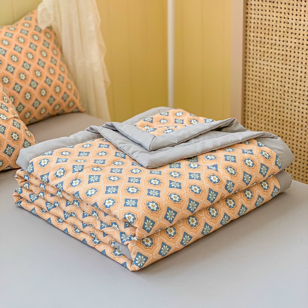 Sét cotton đũi họa tiết chăn hè trần cực hót, ga gối đũi cotton kèm vỏ ôm cùng mầu  _TN1