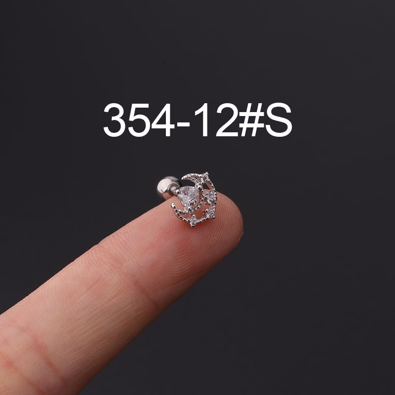 Khuyên Tai Đinh Tán Bằng Thép Không Gỉ Đính Đá Zircon 16g