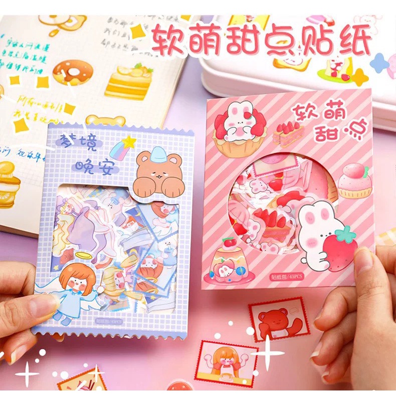 bộ sticker 45 cái thú cưng đáng yêu