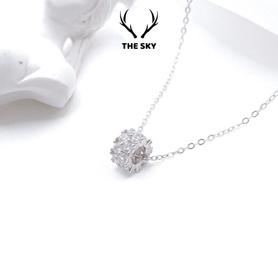 Dây Chuyền Bạc THE SKY Sợi Mảnh Kèm Mặt Bánh Xe đính đá sang trọng hot Trend DC1020