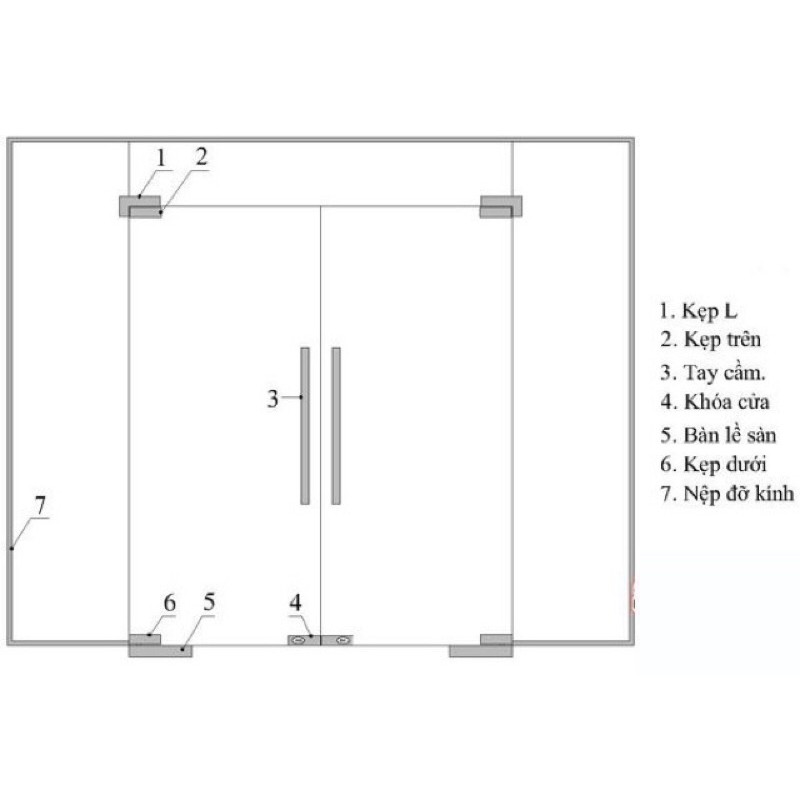 Bản lề thuỷ lực, bản lề sàn cửa kính Vvp Thái Lan cho bộ 2 cánh