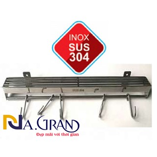 Kệ Máng ThanhCài dao kéo treo thớt treo xoong gắn tường INOX 304