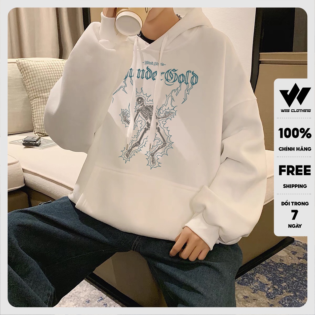 Áo hoodie unisex form rộng WIIS nỉ bông Thunder thời trang nam nữ oversize