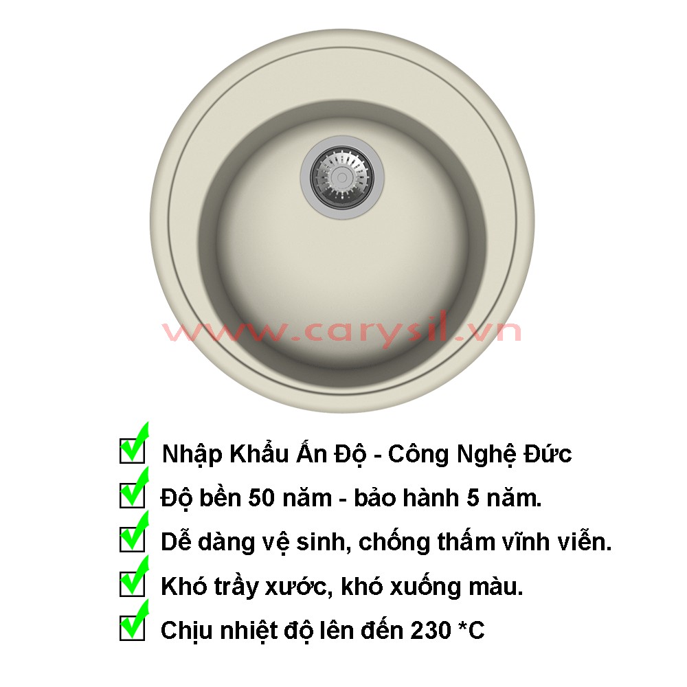 Chậu rửa chén CARYSIL ROA1 , công nghệ Đức, bảo hành 05 năm