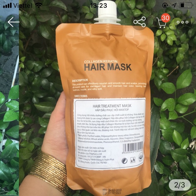 Hấp dầu phục hồi hoàn hình tóc hư tổn tóc sun tóc nát MAXTOP Hair Mask 500ml