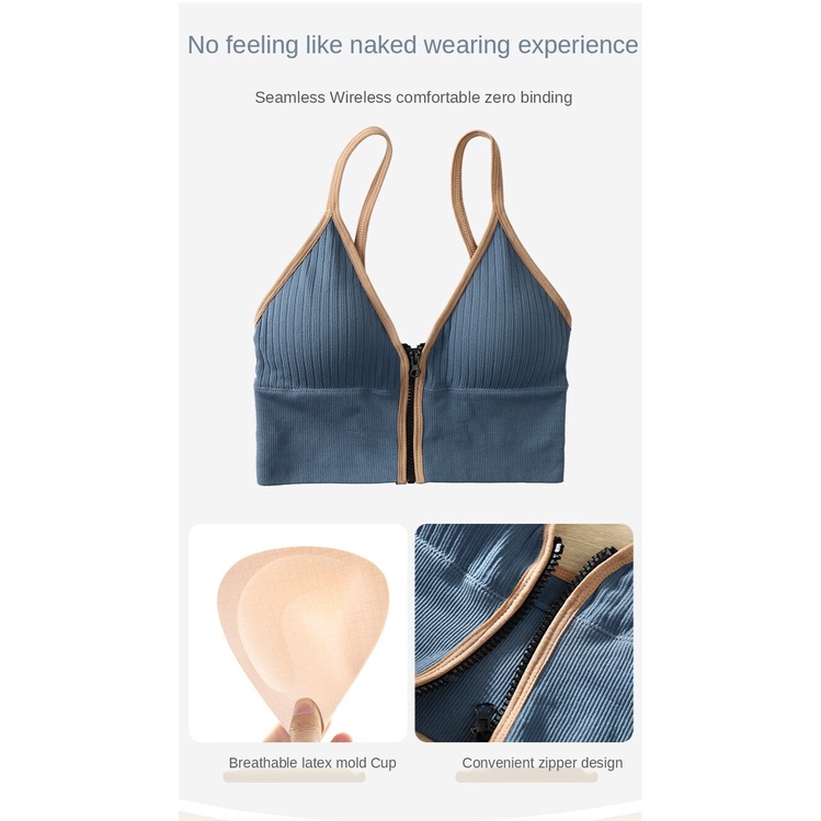 Mới Áo Ngực Không Đường May Có Mút Nâng Ngực Dây Kéo Phía Trước Gợi Cảm