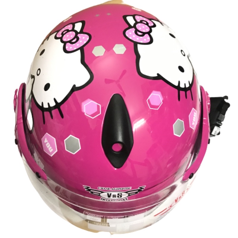 Mũ bảo hiểm cho bé có kính - Hello kitty Hồng đậm V&amp;S cho bé 3-6 tuổi - Bé Nặng dưới 18kg - VS103KS