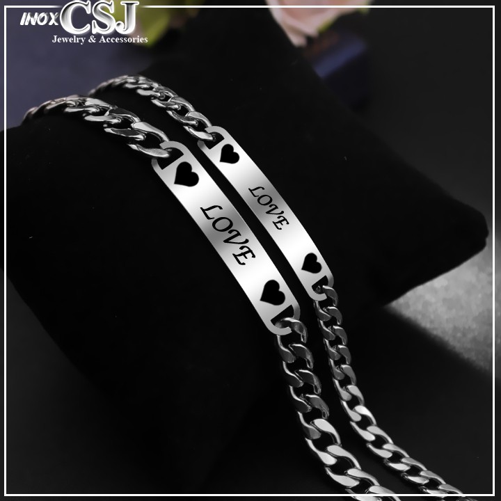 LẮC VÒNG TAY CẶP ĐÔI INOX CHỮ LOVE ĐẸP Ý NGHĨA CP018