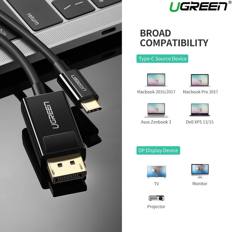 Cáp USB Type-C To Displayport Dài 1,5m Chính hãng Ugreen 50994