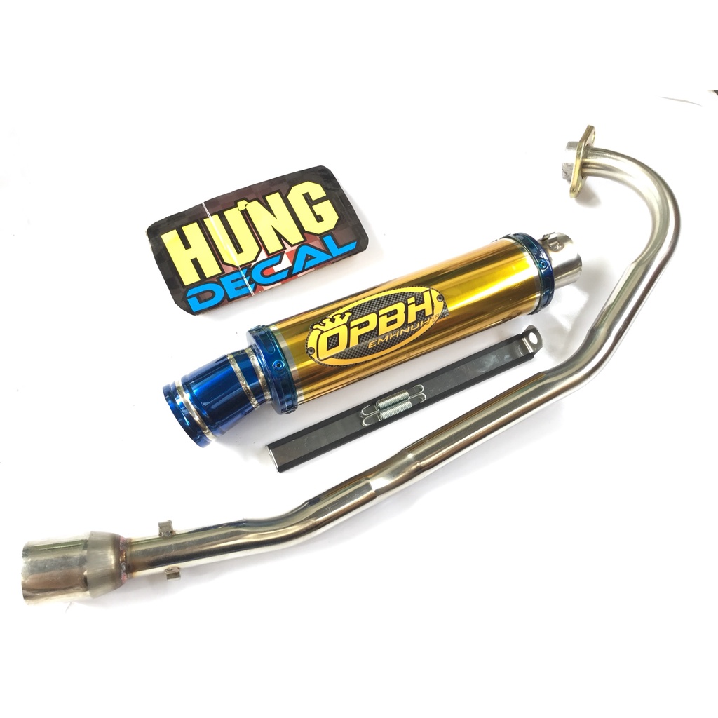 Bộ pô OBPH VÀNG FULL CỔ INOX THẲNG WAVE, SI, CUP, DREAM, EXCITER, WINER, SONIC, RAIDER FI, SATRIA, GSX