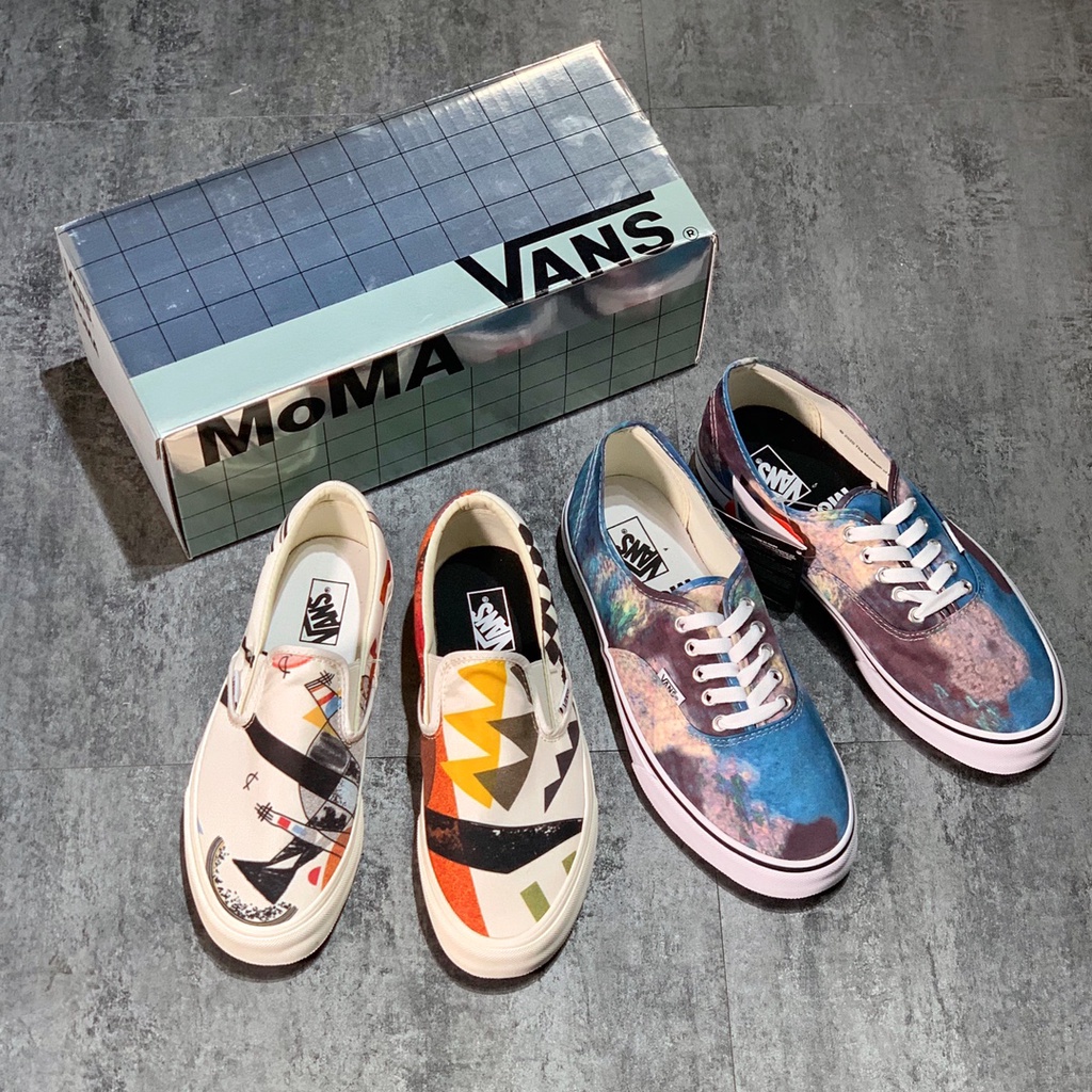 Moma x Vans Museum Giày Trượt Ván Họa Tiết Tranh Sơn Dầu Nghệ Thuật Hiện Đại