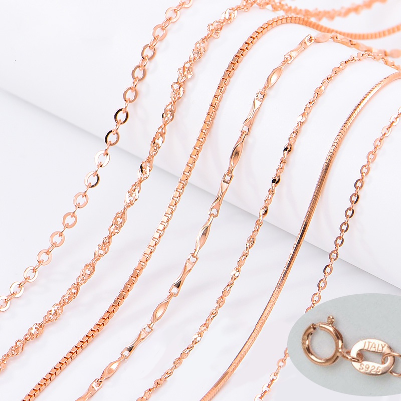 Dây chuyền vàng hồng S925 bạc sterling Vòng cổ Thiết kế khác nhau / Chiều dài mạ 18K Vàng hồng Chuỗi xương đòn Phụ nữ Quà tặng trang sức