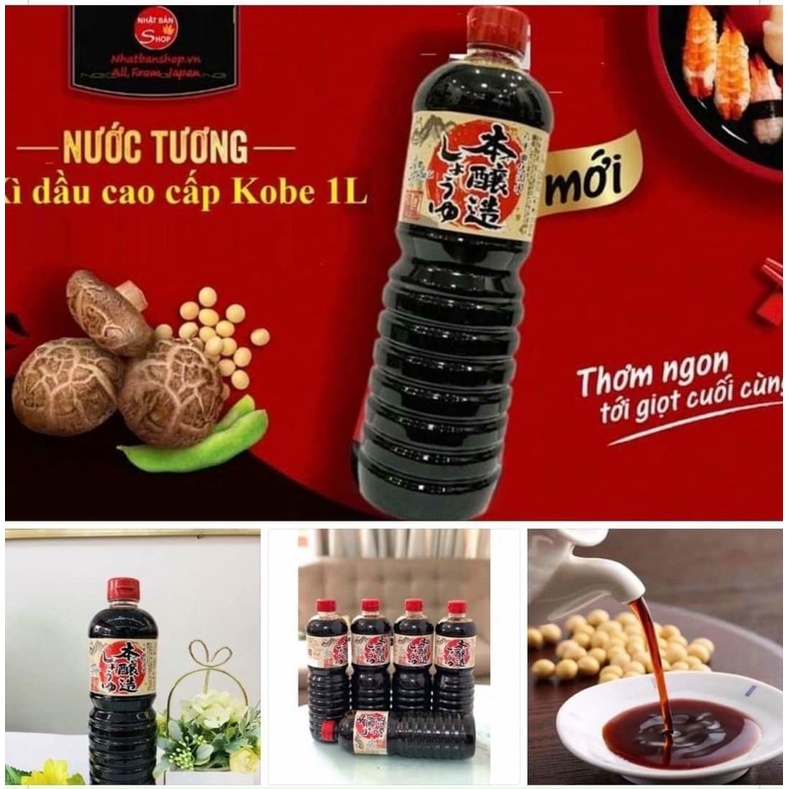 Nước tương cao cấp Kobe chai 1L Nhật Bản