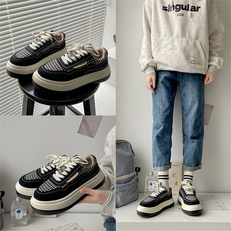 Giày thể thao nữ bánh mì độn đế cực chất Giầy sneaker Ulzzang đen trắng Hàn Quốc cool ngầu cá tính