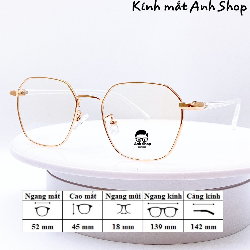 [Mã SKAMCLU8 giảm 10% cho đơn từ 100K] Gọng kính kim loại chữ nhật 28105 nhận cắt mắt cận