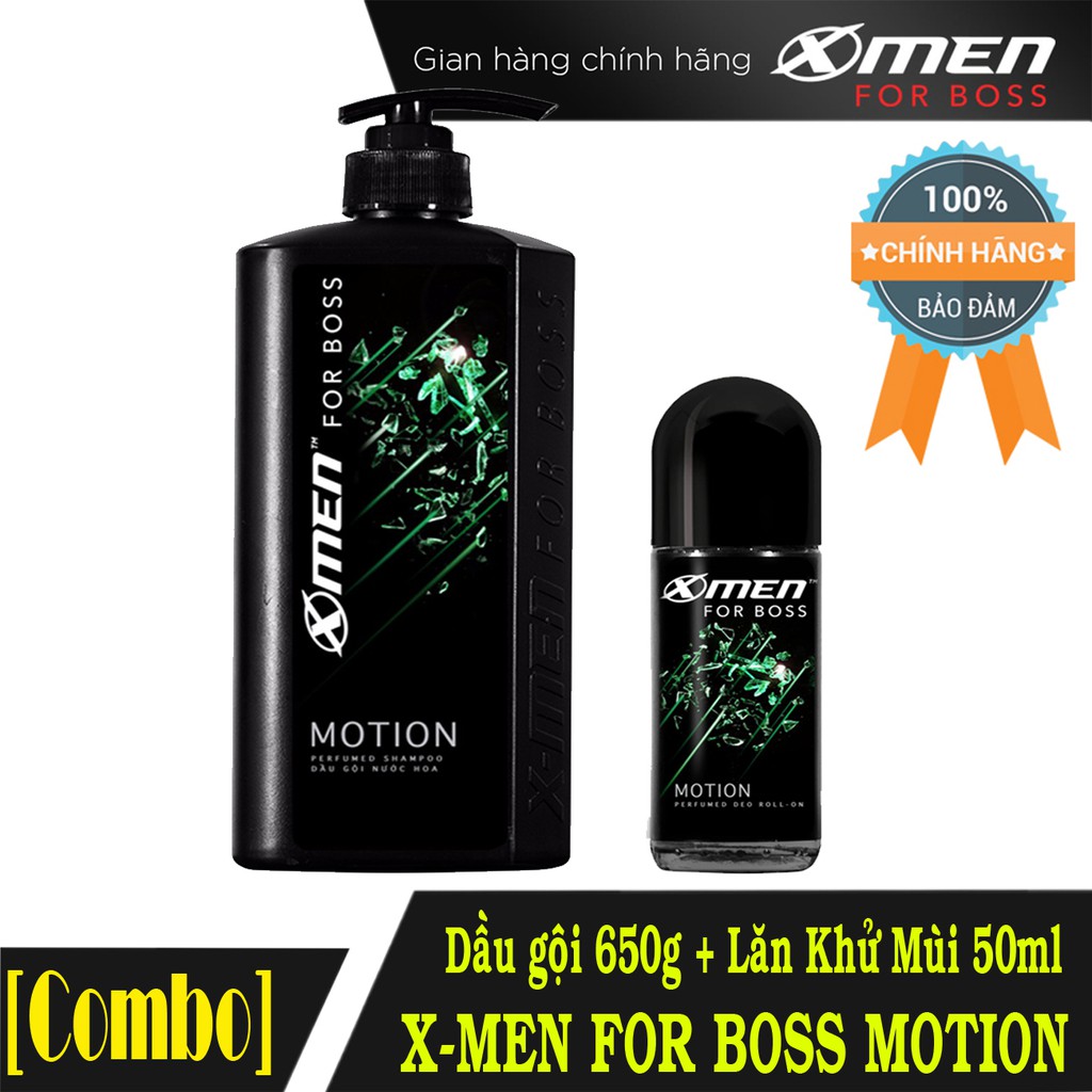 Dầu gội nước hoa X-men for boss 650g + Lăn khử mùi X-men for boss 50ml (INTENSE, LUXURY, MOTION)