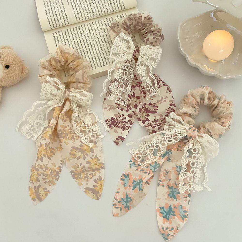 Dây Cột Tóc Vải Màu Trơn Họa Tiết Hoa Phong Cách Hàn Quốc VANES1