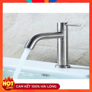 Vòi rửa mặt | Vòi lavabo lạnh inox 304 cao cấp VL03 tăng dây cấp inox