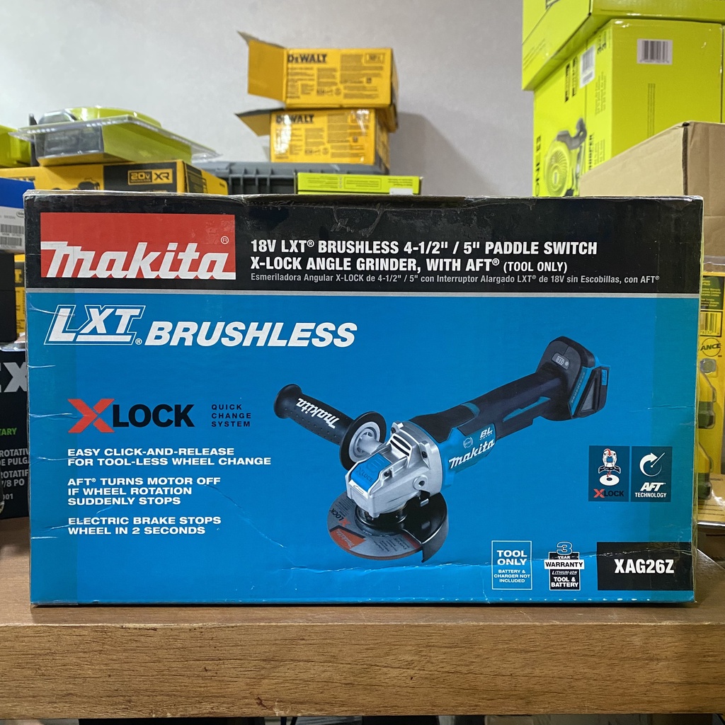 NHẬP MỸ - MÁY MÀI MAKITA 18V LXT KHÔNG CHỔI THAN 4-1/2 IN./5 IN. PADDLE SWITCH X-LOCK ANGLE GRINDER XAG26Z
