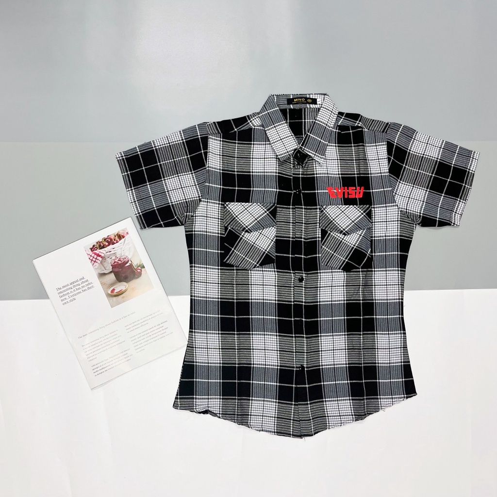 Áo Sơ Mi Nam Tay Ngắn Caro Nỉ Envisu Không Nóng Thấm Hút Mồ Hôi HÌNH THẬT, CÓ VIDEO