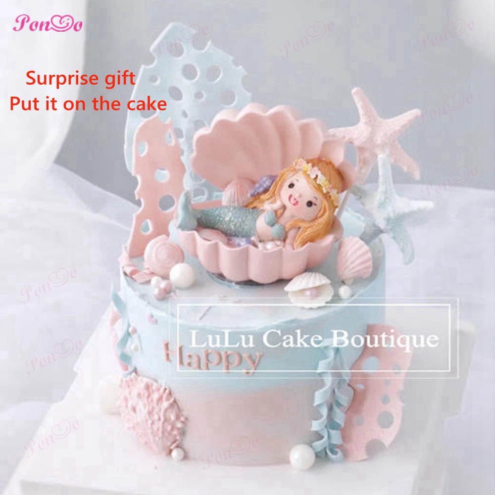 Dễ Thương Đèn Ngủ Để Bàn Hình Vỏ Sò / Nàng Tiên Cá Đáng Yêu Trang Trí Bánh Kem