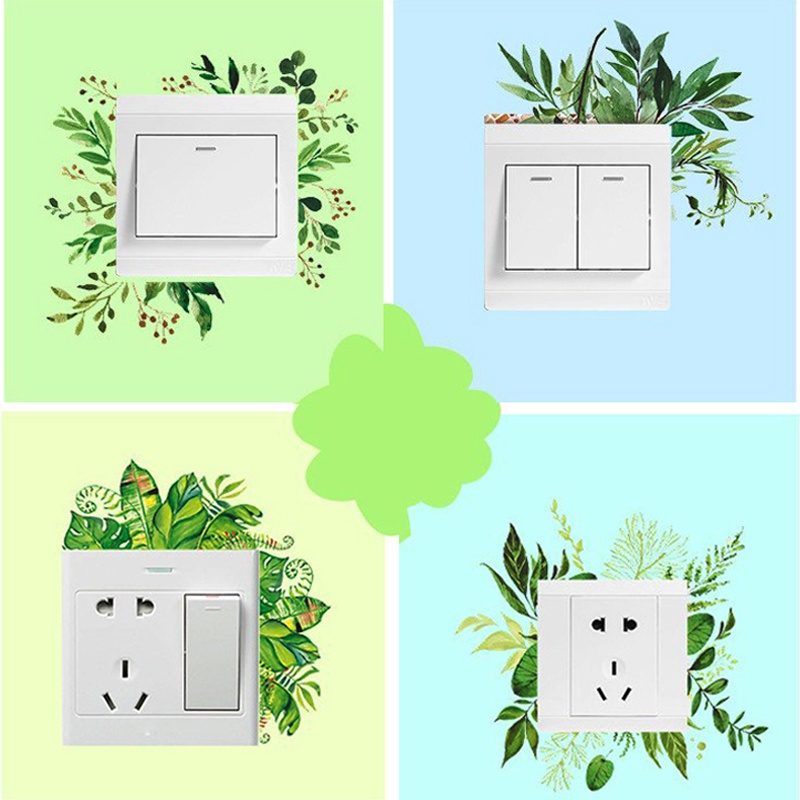 Miếng Dán Trang Trí Công Tắc Đèn Bằng Vinyl Hình Chiếc Lá Phong Cách Bắc Âu