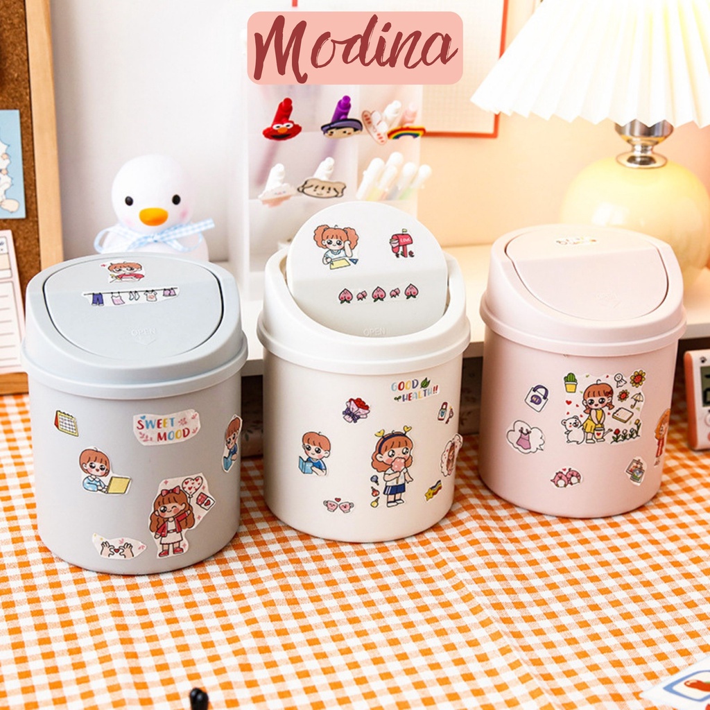 Thùng rác mini để bàn MODINA, thùng nhựa dwungj rác decor bàn học bàn làm việc