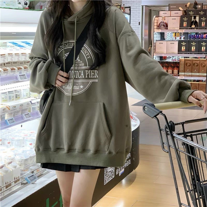 Áo Hoddie Nỉ Mũ 2 Lớp Pier Nữ 🎀 Áo Có Mũ from Rộng Hình dập nhiệt, hàng may kỹ nỉ dày dặn | BigBuy360 - bigbuy360.vn