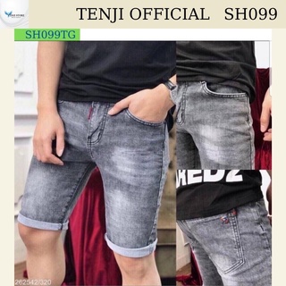 Quần short nam tenji sh099tj đùi jean nam chất bò co giãn xám trơn họa tiết trẻ trung phong cách hàn quốc (44-75kg)