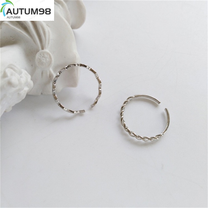 Autum98 Set 2 Nhẫn Thiết Kế Đơn Giản Có Thể Điều Chỉnh Kích Cỡ Thời Trang Dành Cho Nữ (B1-4-7)