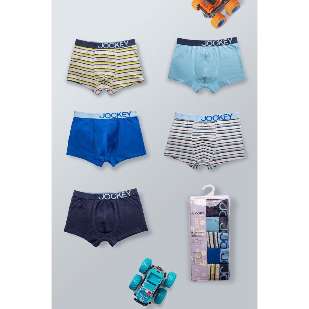 Hộp 05 Quần Lót Nam Jockey Kids Trunk Boxer Thun Cotton Kháng Khuẩn Cao Cấp Bé Trai Từ 6-12 Tuổi - 0330