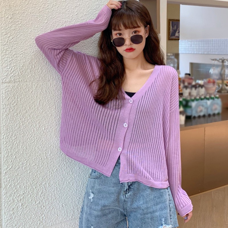 Áo Cardigan Dệt Kim Tay Dài Phong Cách Hàn Quốc Cho Nữ