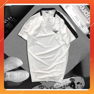 Áo Thun Thể Thao Nam 💢FREESHIP – HÀNG CHẤT💢 Cổ Tròn Phối Vai In Logo Đại Bàng, Made In JAPAN