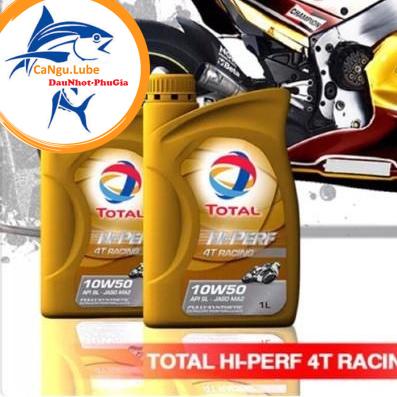 Nhớt Total 4T Racing 10W50 1L dành cho xe số và xe côn tay, nhớt tổng hợp 100% total racing 10W50 1L của Pháp