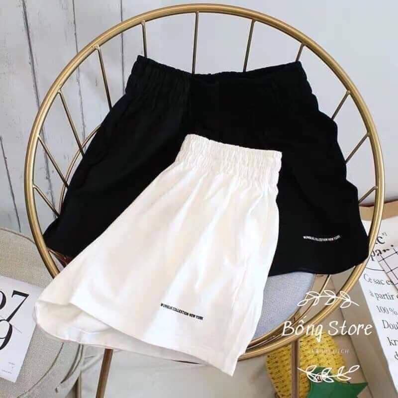Quần đùi phòng cách ulzzang thêu chữ dáng rộng cạp chun