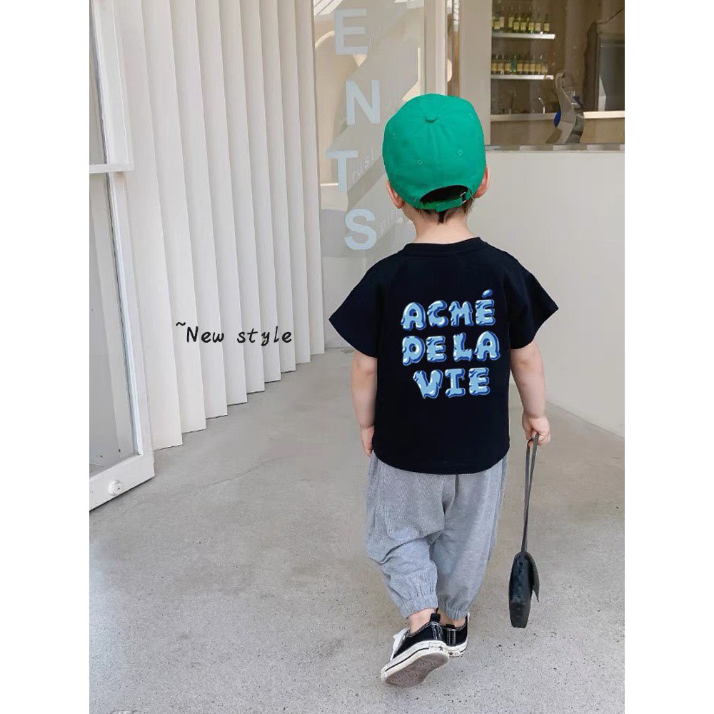 Áo thun tay lỡ bé trai bé gái nam nữ unisex A D L V Ice Cream Logo, áo phông gia đình 100% cotton - Samyy_vn