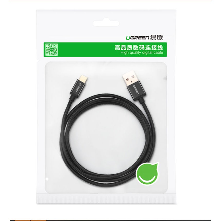 Dây USB 2.0 sang Type-C đầu mạ vàng dây bọc vinyl UGREEN US174 - Hàng phân phối chính hãng - Bảo hành 18 tháng