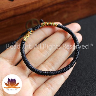 Vòng Tay Dây Ngũ Sắc Thắt Chỉ Màu Tibet (Đen-Ngũ Sắc), Vòng Tay Phong Thuỷ, Chuỗi Hạt S50 - Bead Art
