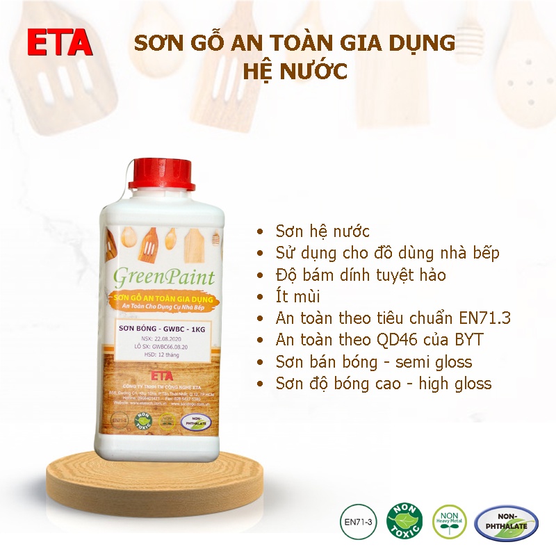 Sơn bóng an toàn gia dụng hệ nước ETA - 1kg