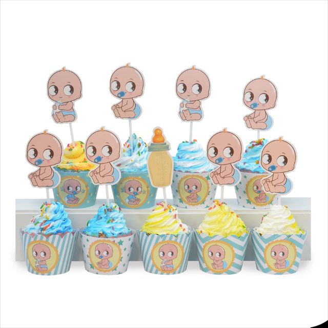 Set 6 tag quấn cupcake và 6 tem cắm