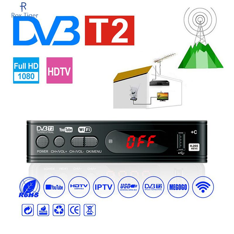 Bộ Đầu Thu Tín Hiệu Vệ Tinh Dvb-T2 Hd 1080p Dvb C T2 Dvb Usb Kèm Phụ Kiện